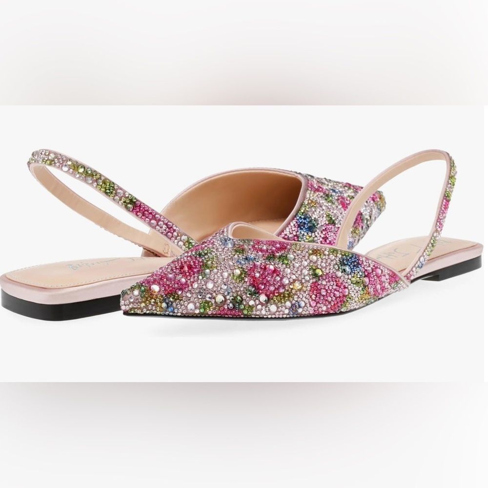 Blue by Betsey Johnson Multicolor Bejeweled Slingback Flats